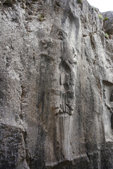 Relief of the god of the underworld Nergal in Yazilikaya, Hattusa Ancient City in Corum, Turkiye