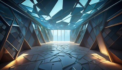 Futuristic Architecture Shattered Glass Ceiling, Modern Interior Design