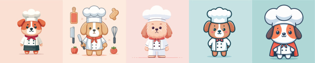 cute dog vector cosplay chef
