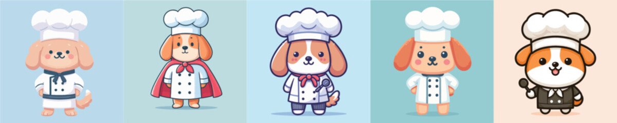 cute dog vector cosplay chef