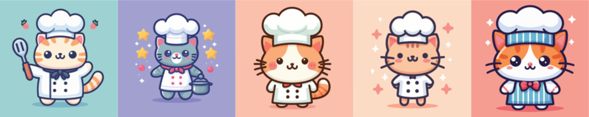cute cat vector cosplay chef