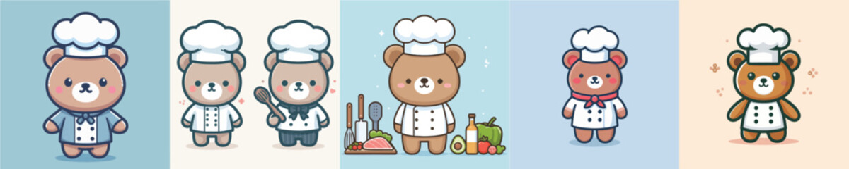 cute bear vector cosplay chef