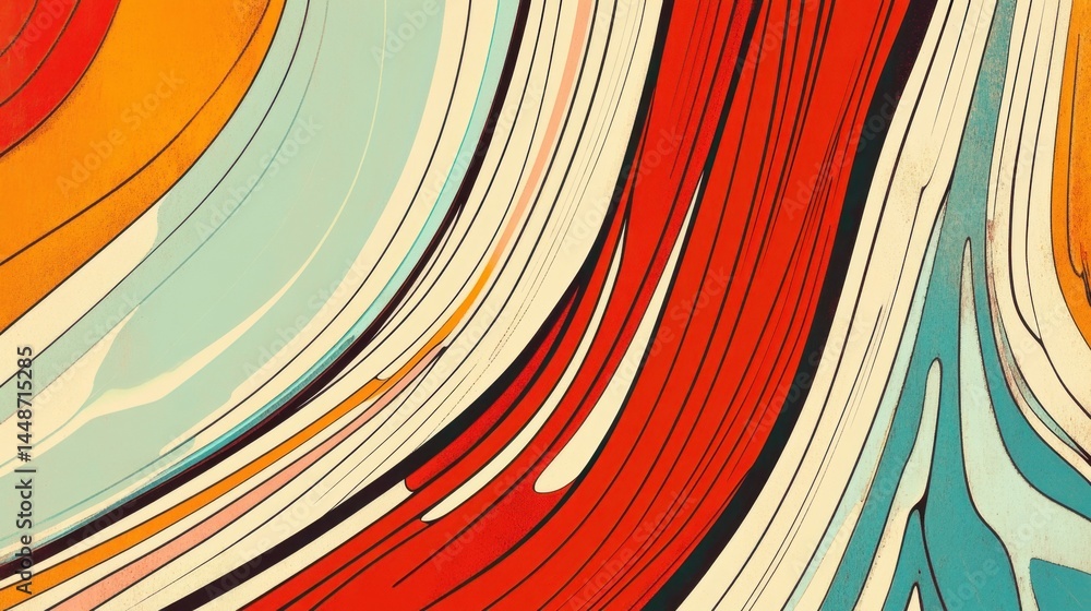 Poster abstract curves of vivid colors creating a dynamic and modern background with flowing lines and smoo