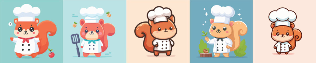 cute squirrel vector cosplay chef
