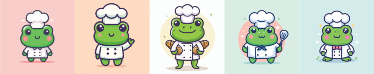 cute frog vector cosplay chef