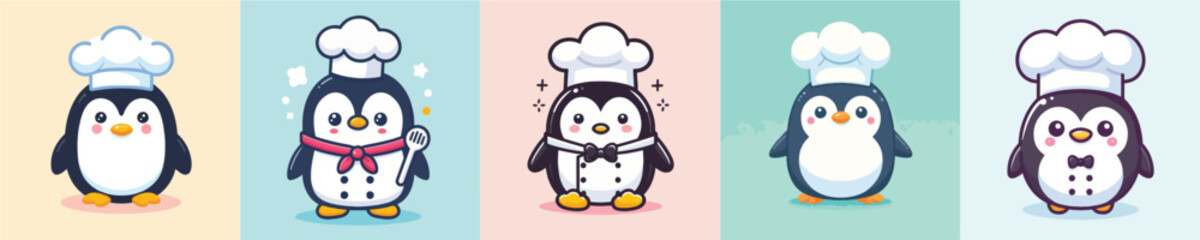 cute penguin vector cosplay chef