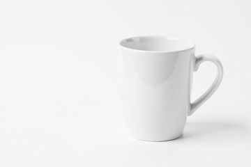 White ceramic mug isolated on white background, hot drink, image