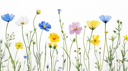 Fototapeta premium Vibrant Watercolor Wildflowers Meadow Botanical Art Print
