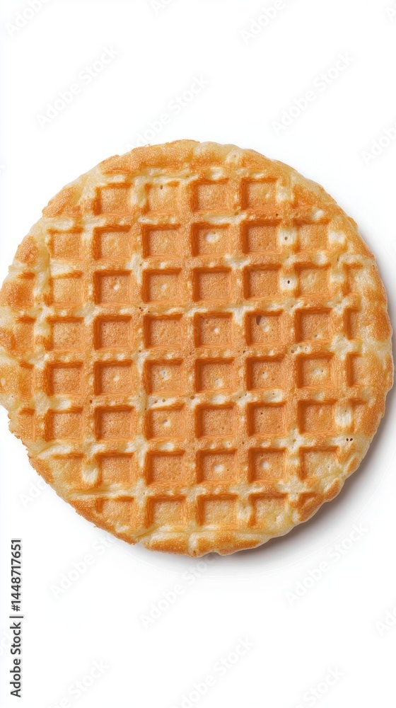 Poster golden waffle delight on a white background showcasing its intricate grid pattern and inviting textu