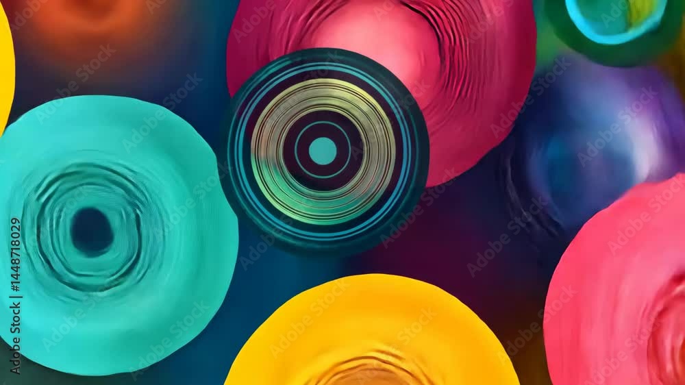 Aufkleber vibrant abstract circles evolving in dynamic colorful motion art