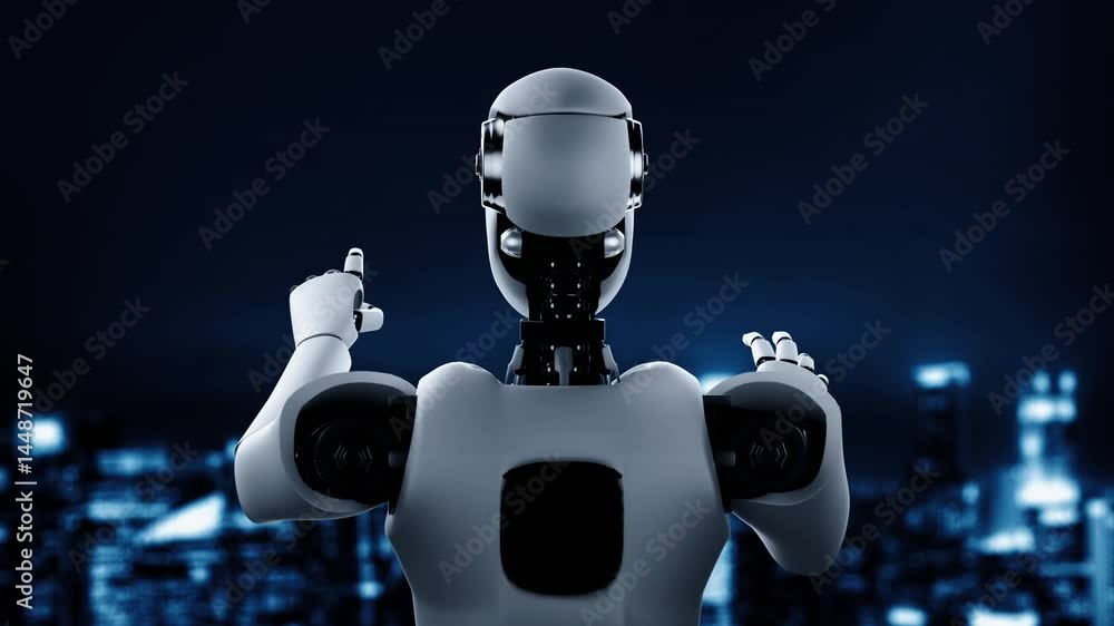 Poster future financial technology controll by ai robot huminoid uses machine learning and artificial intel