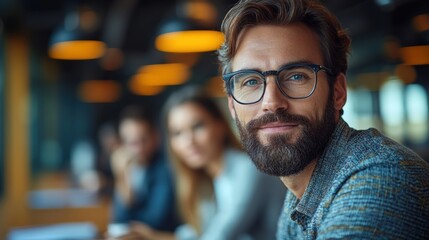 Dynamic group discussion on urban professionalism city center engaging portraits modern environment diverse perspectives