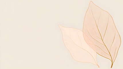 Fototapeta premium Elegant Minimalist Beige and Gold Leaf Design