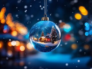 christmas decorations with snow and lights