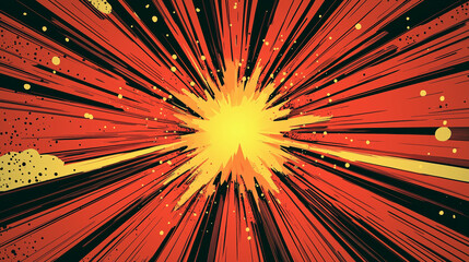 Explosive burst of color and energy radiates outward with vibrant patterns and dynamic lines