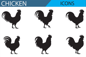 Collection of Poultry Bird Silhouette Icons for Food and Farming Design