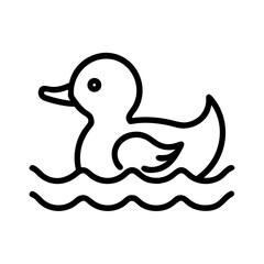 Cute duckling illustration, swimming happily on white background, copy space
