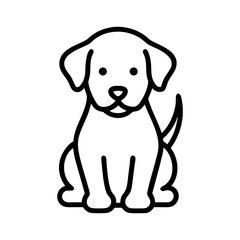 Fototapeta premium Cute puppy sitting illustration, cheerful expression on white background, copy space