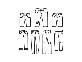Fit Jeans line art icon modern style sketch illustration