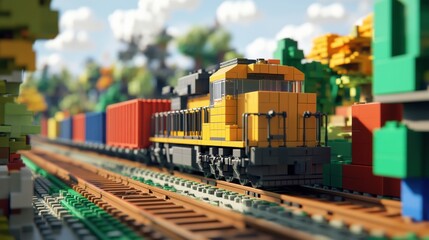 Fototapeta premium A 4K photo of freight train with cargo containers.