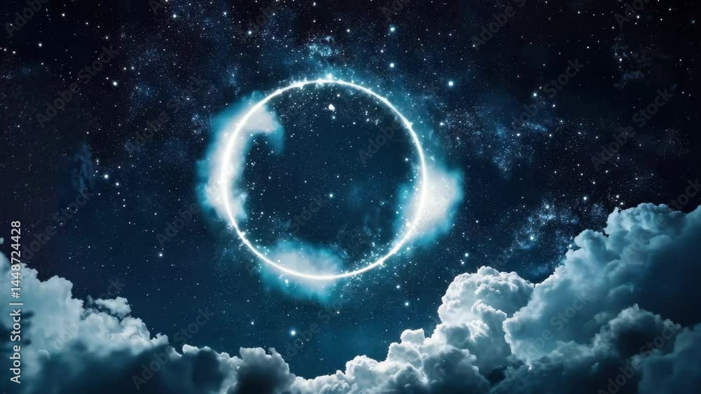 Canvas Prints nebula journey through clouds and star circles illuminates night sky, nebula's journey through cloud
