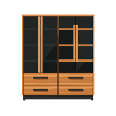 vector wooden cabinet on white background .Generative AI