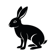 European Hare Black Vector Silhouette
