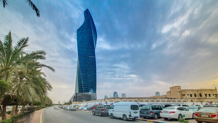 Tower in Kuwait City timelapse hyperlapse. Kuwait, Middle East