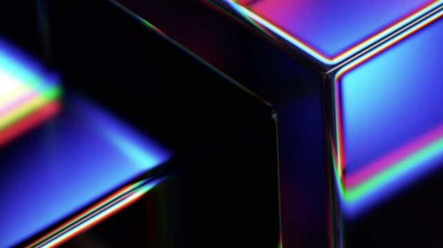 Abstract animation, 3d render of rotating glass cubes, 4k seamless looped video