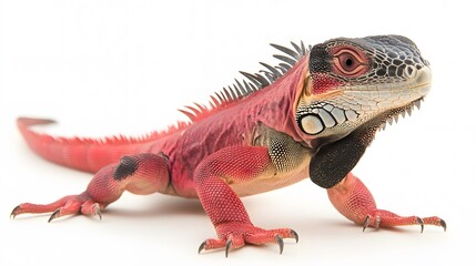 Obraz premium Vibrant Red Iguana Reptile Closeup Studio Shot