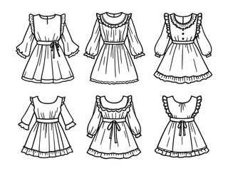 Frill Dress line art icon modern dress illustration