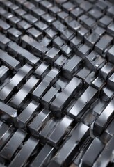 Fototapeta premium Interwoven metallic bars, sharp angles, reflective sheen, background, abstract shapes