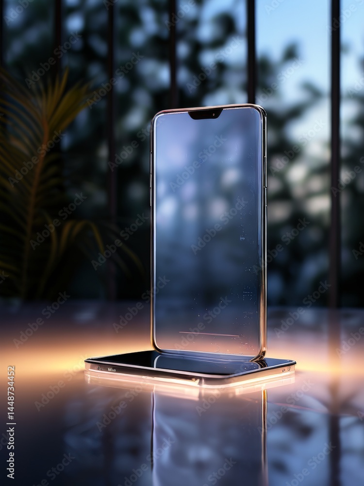 Poster 3d rendering of a smartphone on black background