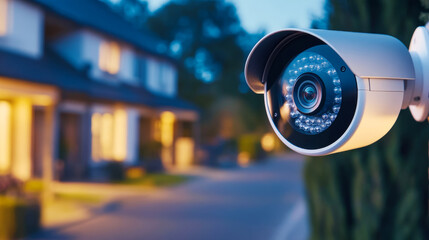 Suburban home security camera enhancing family safety and protection