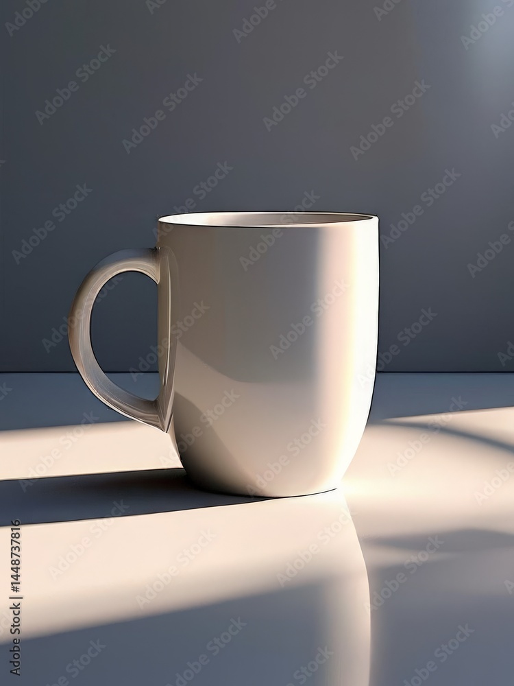 Poster empty cup on a gray background 3d render
