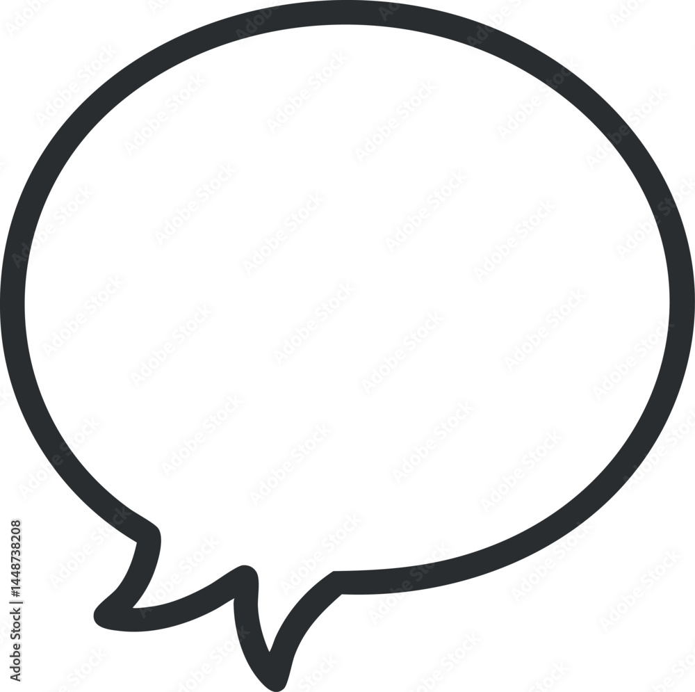 Poster empty speech bubble icon with a round shape and black outline on white background