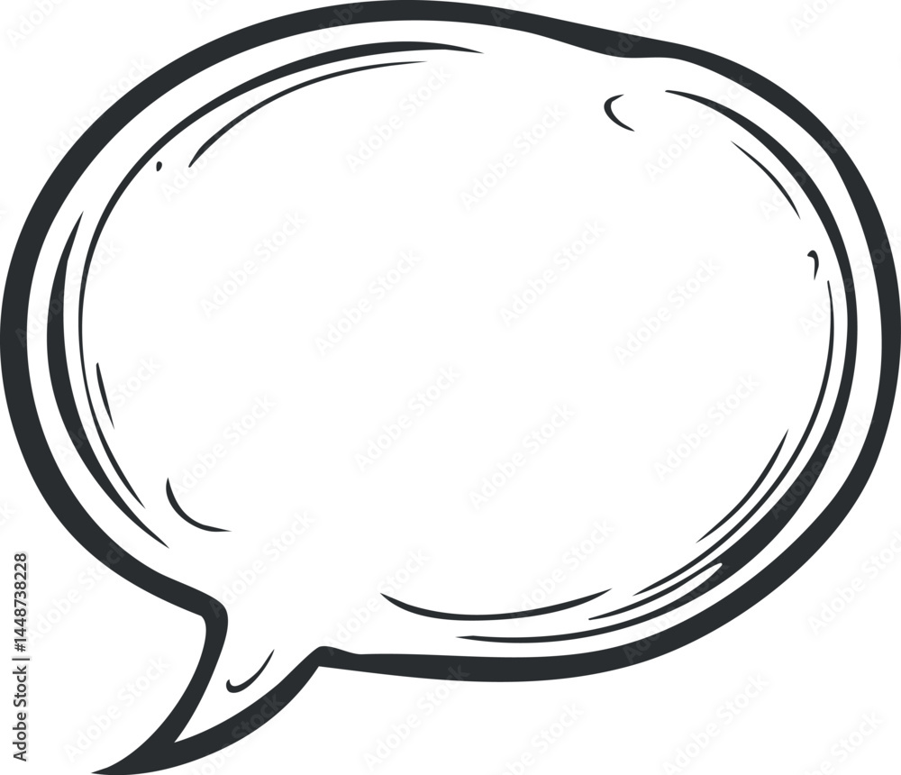 Poster empty speech bubble with sketchy outline for communication or dialogue illustration