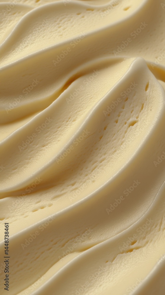Poster creamy vanilla delight a macro shot of smooth ice cream texture with swirls and subtle shadows captu