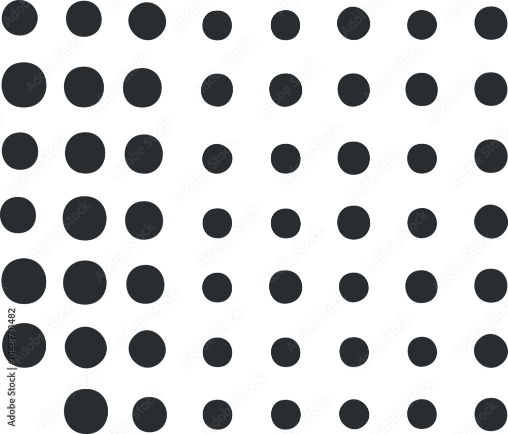 Aufkleber black and white polka dot pattern with varying sizes creating a seamless decorative background