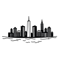 Obraz premium New York City Skyline Illustration A Black and White Minimalist Design