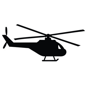 Black Silhouette Helicopter Icon Vector Graphic for Aviation Designs