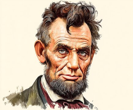 A portrait of a man with a beard and suit coat. Lincon