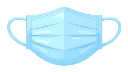 Clean cartoon medical mask icon with soft blue and earloops.