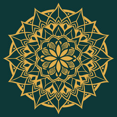 Luxury islamic golden mandala art design on green background