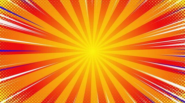 Retro Comic Background Loop &ndash; Dynamic Ray Burst Animation in 4K