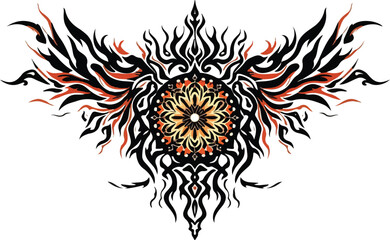 Fototapeta premium Tribal Tattoo Art Design – Perfect for Tattoo, T-Shirt Design, Print, Wall Art, Poster or Digital Stickers. Editable vektor Sketched Art