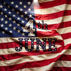 word 4th july on usa flag
