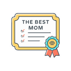 The best mom certificate award vector graphic design illustration template for mother's day gift idea