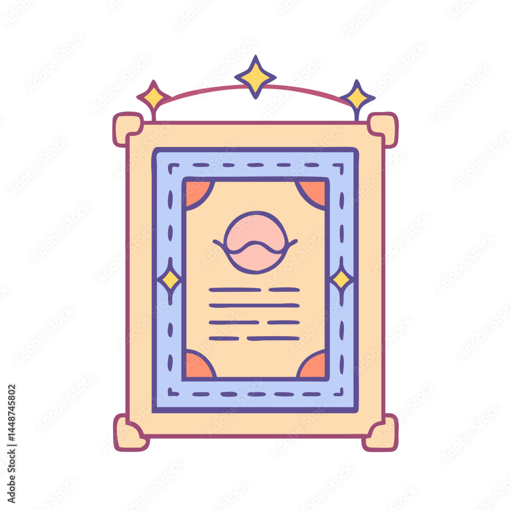 Poster downloadable certificate template award design with stars and border for recognition