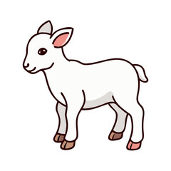 Illustration of cute white lamb baby sheep farm animal vector drawing for kids and design projects